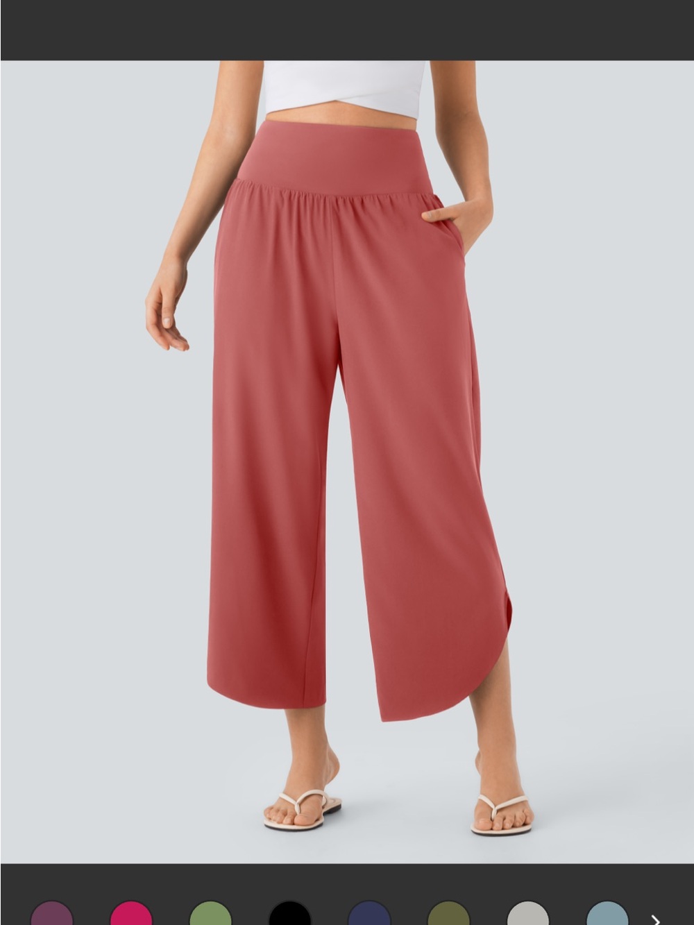 HALARA Dusty Rose Wide-Leg Split-Hem Pants